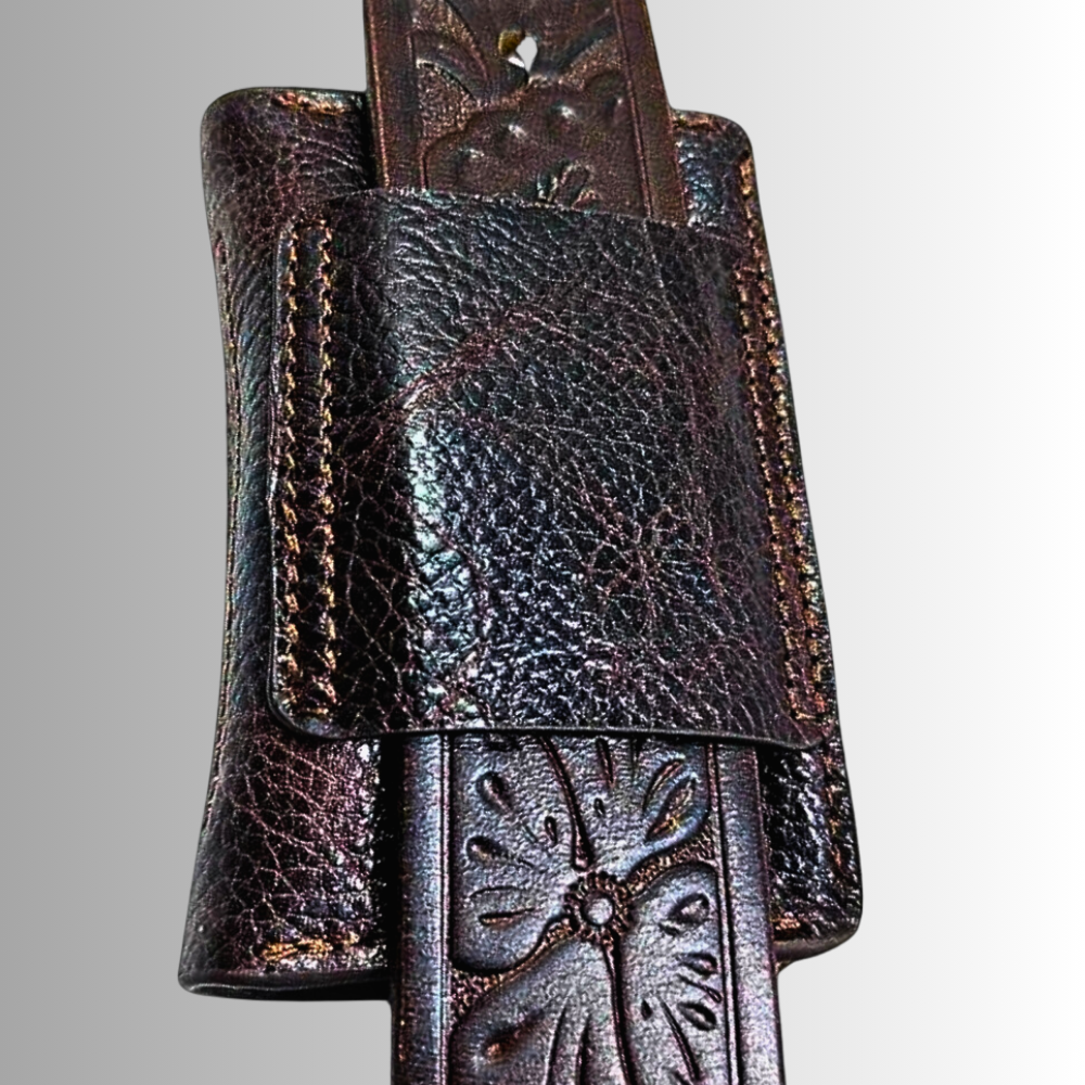 Mini billetera de piel de vaca auténtica con cinturón, elegante y segura