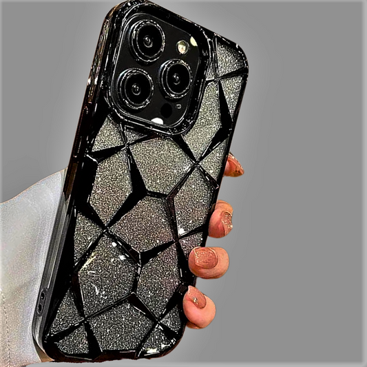 Funda para iPhone con purpurina y formas 3D