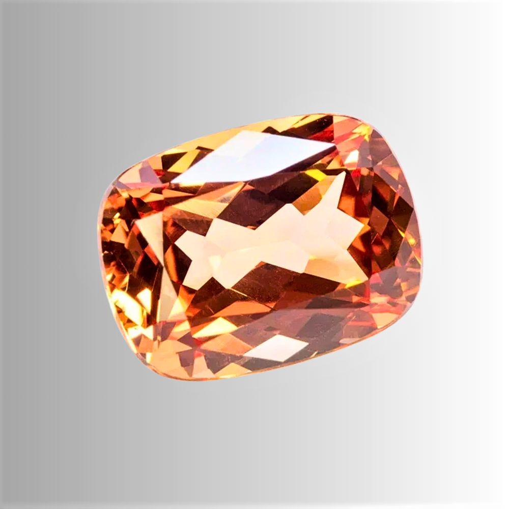 Zaffiro Arancio Lab Grown Taglio Cuscino Allungato Certificato