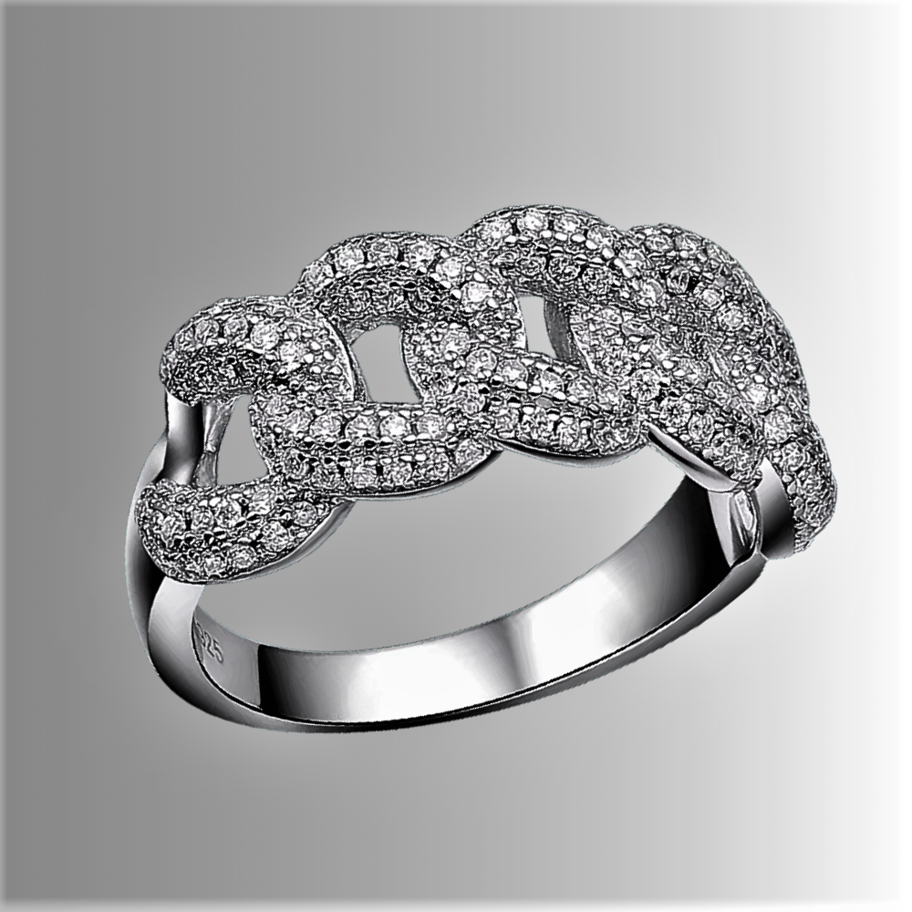 Anello con Maglie Gourmette e Moissaniti: Microdiamanti, Massima Eleganza