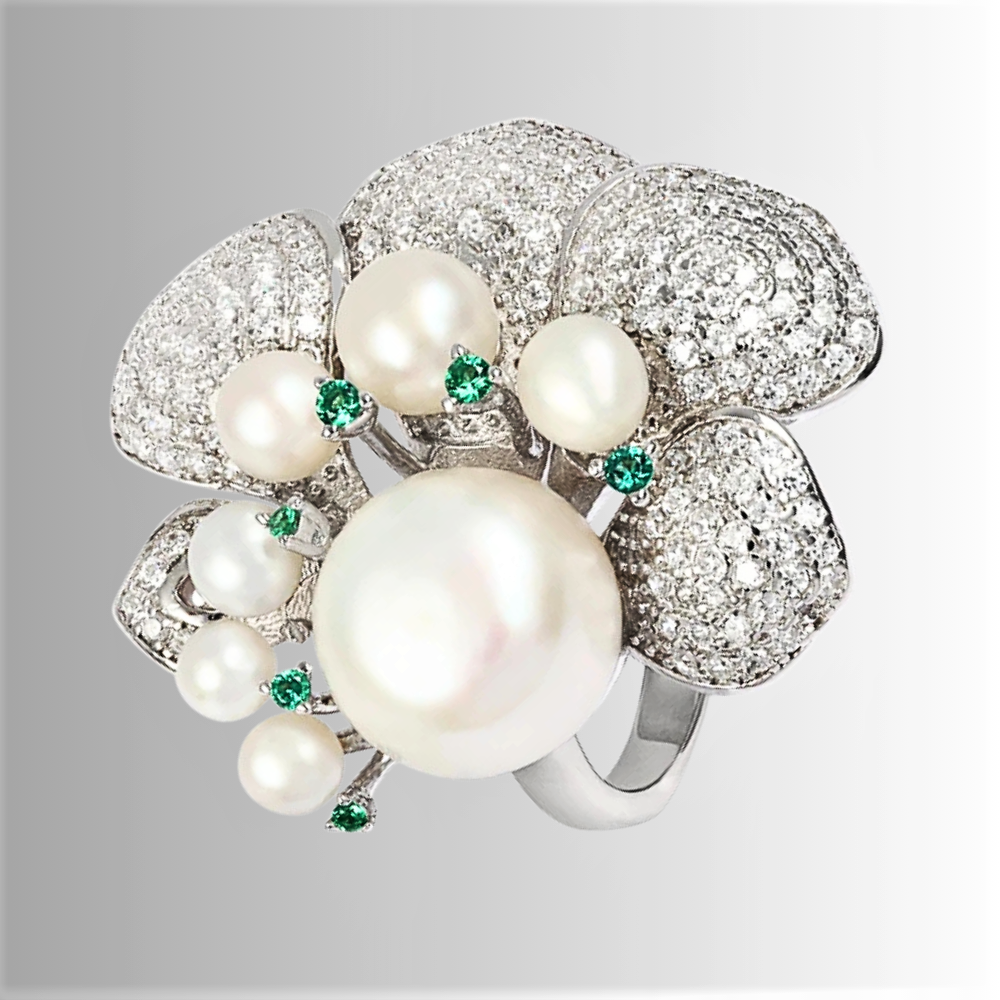 Anello a Calla con Perle Naturali d'Acqua Dolce