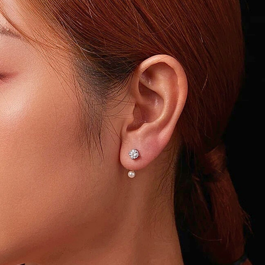 Orecchini Punto Luce in Moissaniti per ct 1,00 e Perle