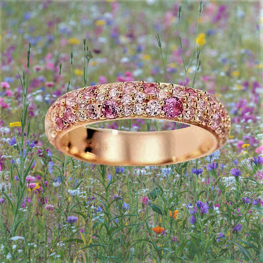 Fedina a Pavè con Zaffiri Rosa Lab Grown