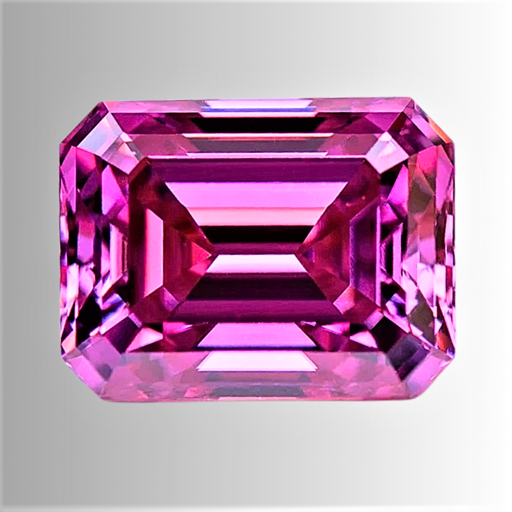 Moissanite Rosa Intenso Taglio Smeraldo Certificata