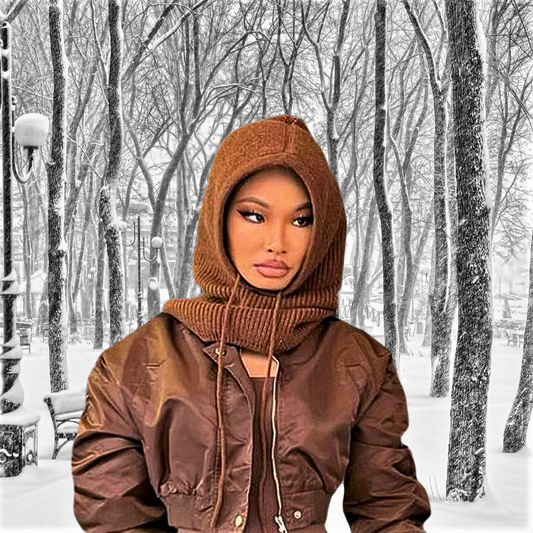 Cappello Lavorato a Maglia con Sciarpa Integrata