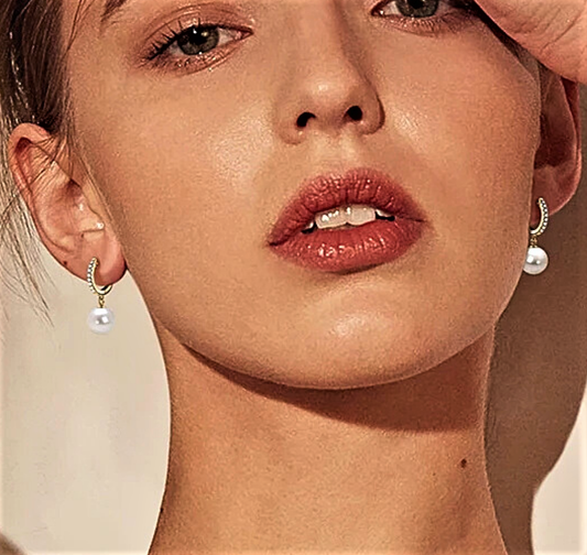 Orecchini "Sfera Illuminata" con Moissaniti D Color e Perle Naturali d'Acqua Dolce