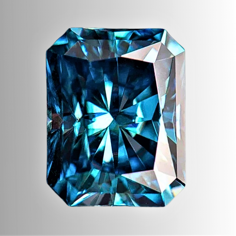 Moissanite Blu Zaffiro Taglio Radiant Certificata