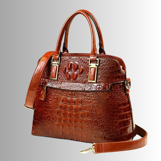 Borsa in Vera Pelle con Lavorazione Coccodrillo