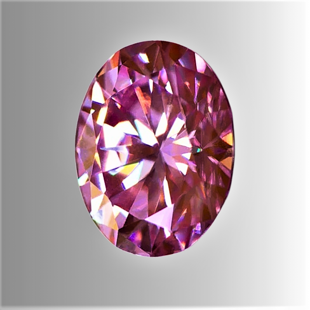 Moissanite Rosa Intenso Taglio Ovale Certificata