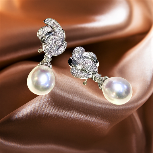 Orecchini con Perle d'Acqua Dolce Naturali a Goccia da 10-11 mm