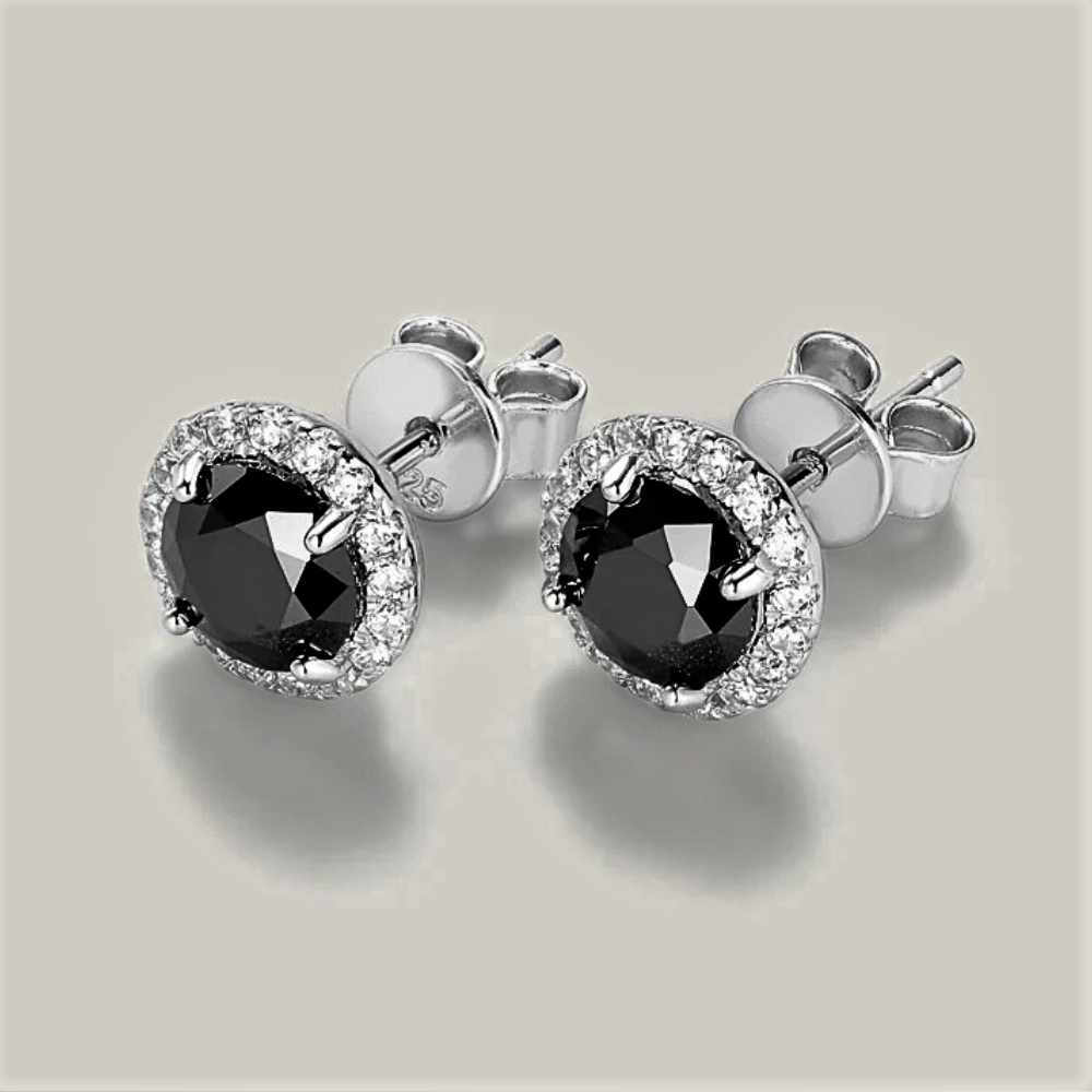 Parure Collana e Orecchini in Moissanite Nera