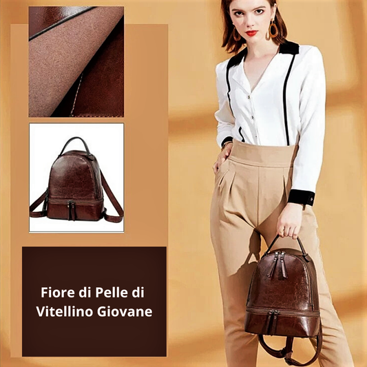 Zaino a Cupola in Fior di Pelle di Vitellino con Lavorazione "Crazy Horse"