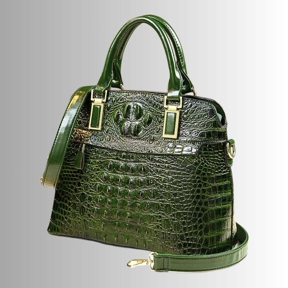 Borsa in Vera Pelle con Lavorazione Coccodrillo
