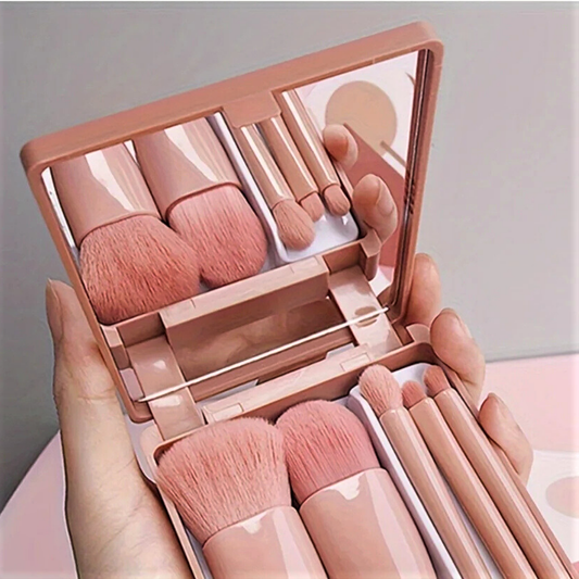 Mini Set di 5 Pennelli per Make Up con Specchio