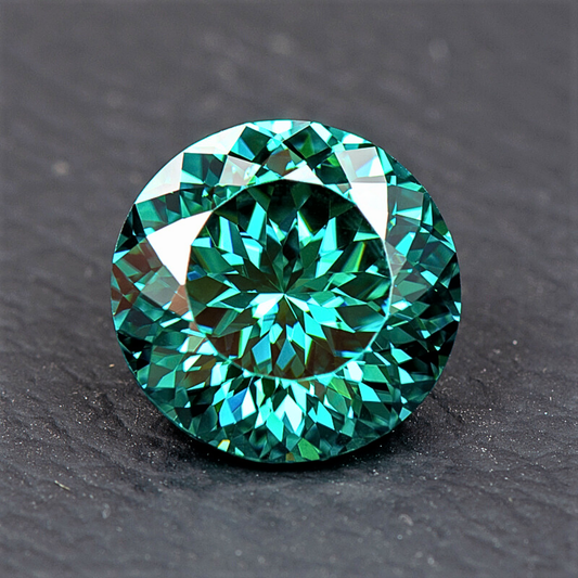 Moissanite Verde Smeraldo Taglio Brillante con 100 Faccette Certificata