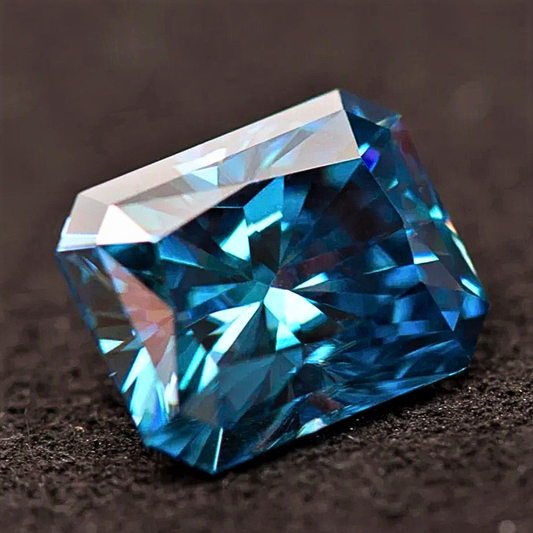 Moissanite Blu Zaffiro Taglio Radiant Certificata