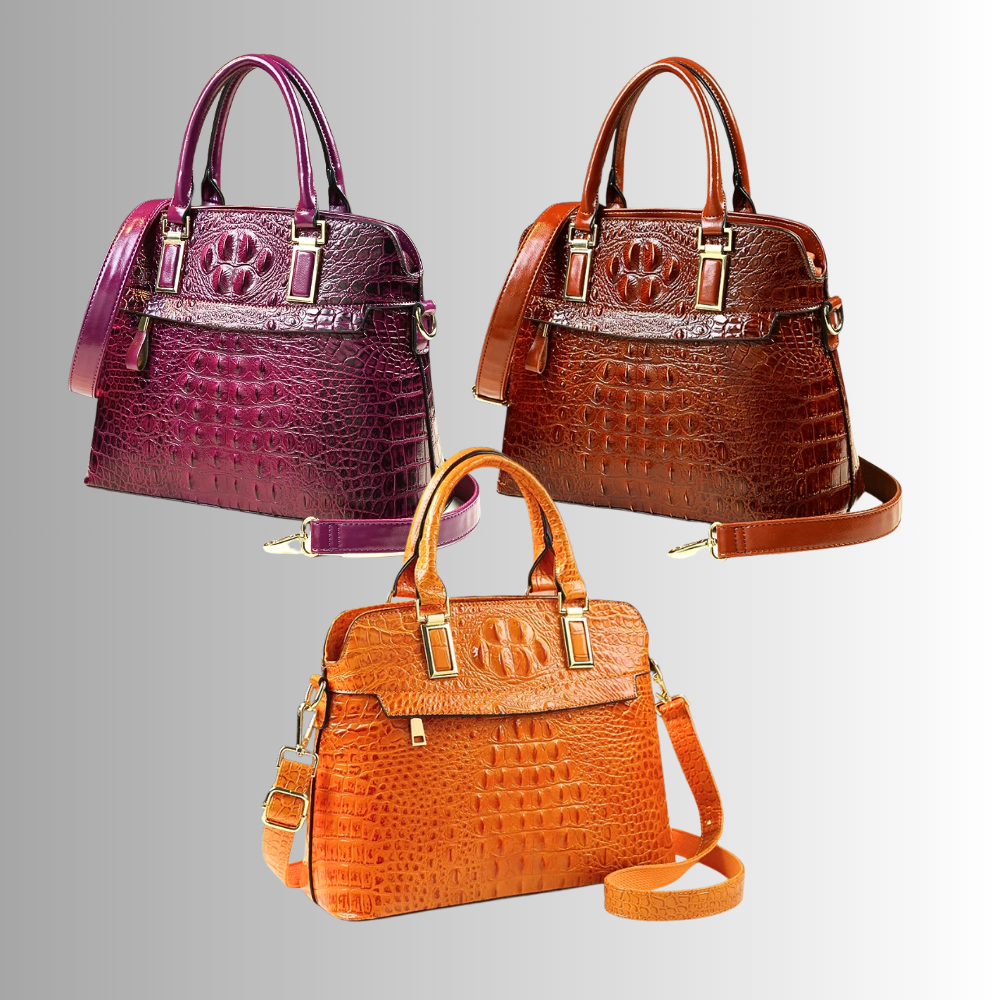 Borsa in Vera Pelle con Lavorazione Coccodrillo