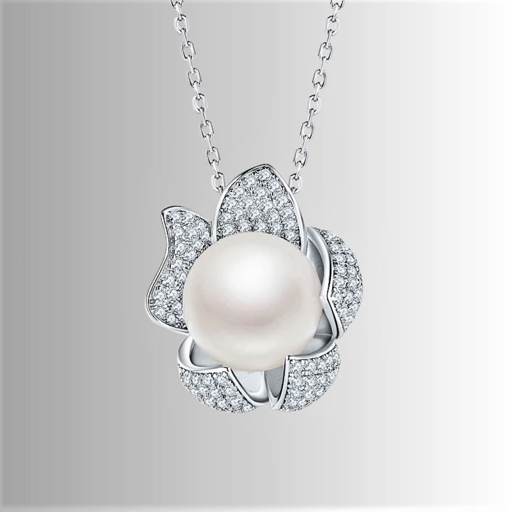 Collana Floreale con Perla Naturale d'Acqua Dolce