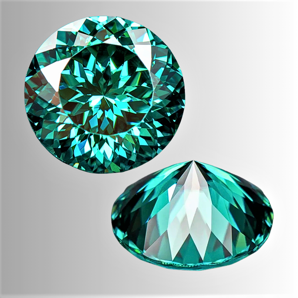 Moissanite Verde Smeraldo Taglio Brillante con 100 Faccette Certificata