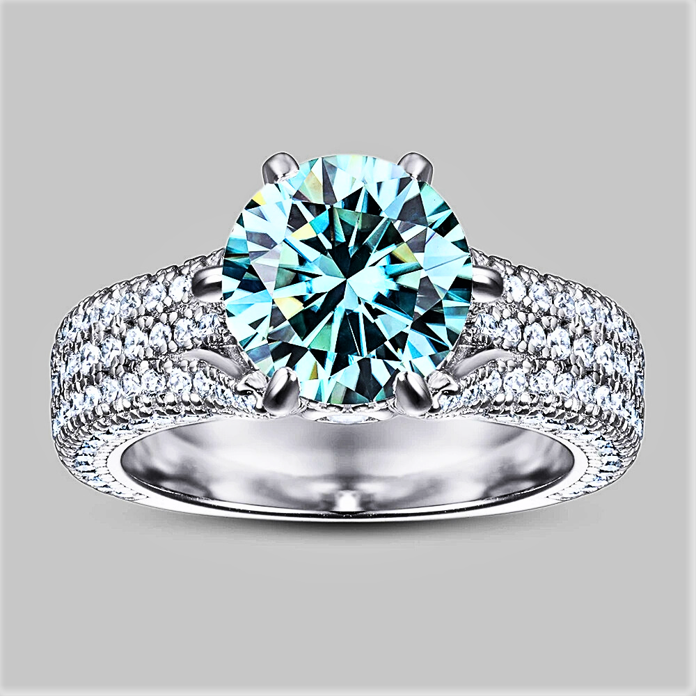 Mini Collezione di Solitari con Pavè di Moissanite di ct 2,00 e Brillanti Coltivati