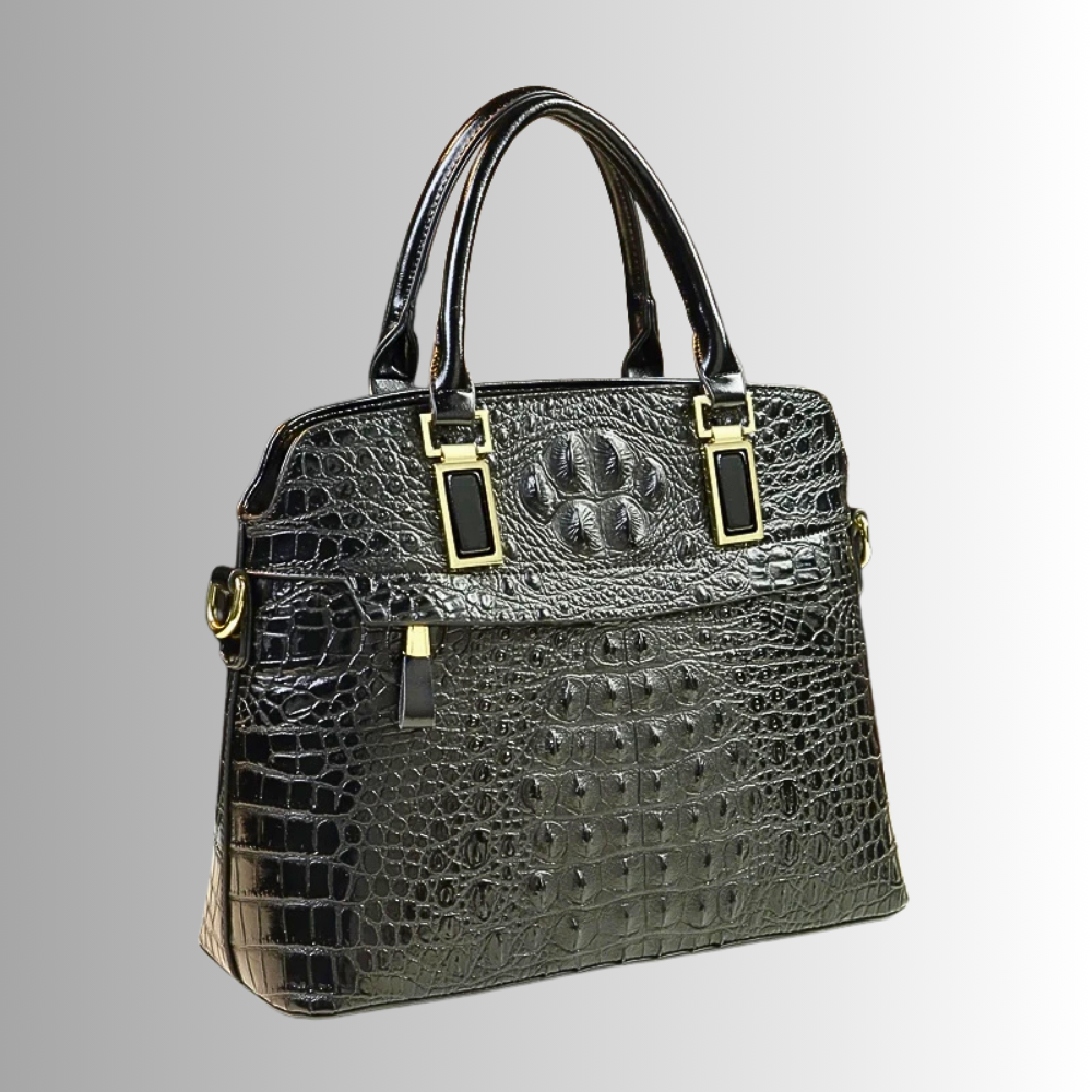 Borsa in Vera Pelle con Lavorazione Coccodrillo