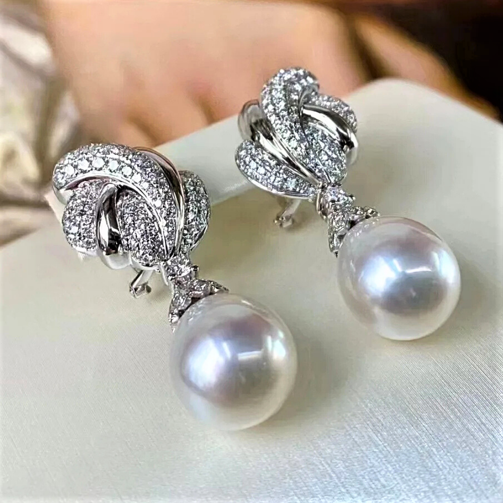 Orecchini con Perle d'Acqua Dolce Naturali a Goccia da 10-11 mm