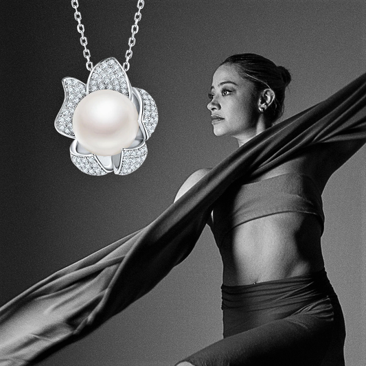 Collana Floreale con Perla Naturale d'Acqua Dolce