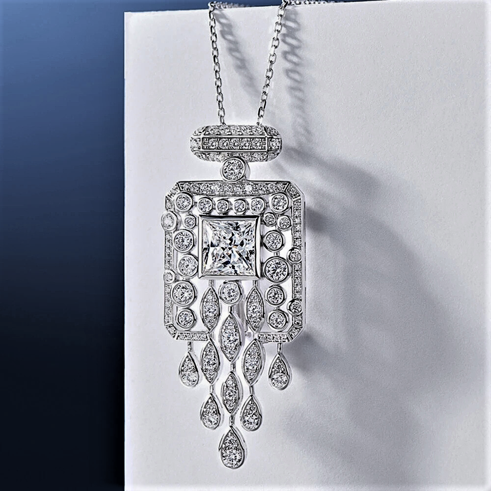 Collana Stile Liberty con Pendente/Spilla in Diamanti Lab Grown