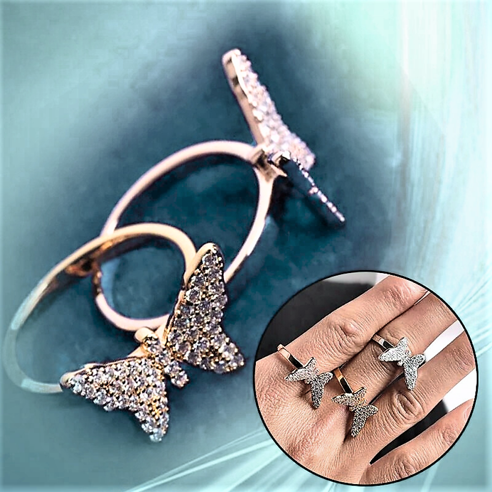 Anello a Farfallina con Moissanite D Color VVS1