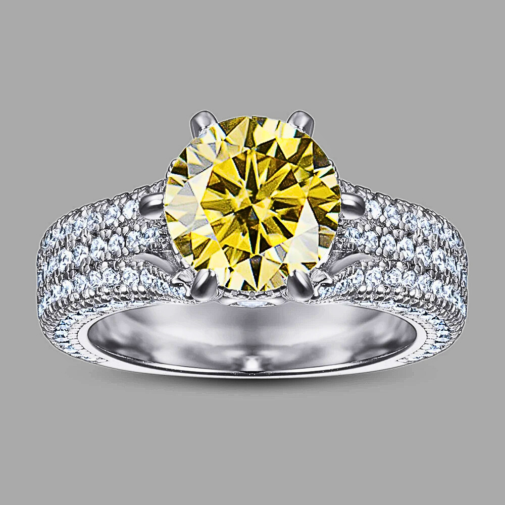 Mini Collezione di Solitari con Pavè di Moissanite di ct 2,00 e Brillanti Coltivati