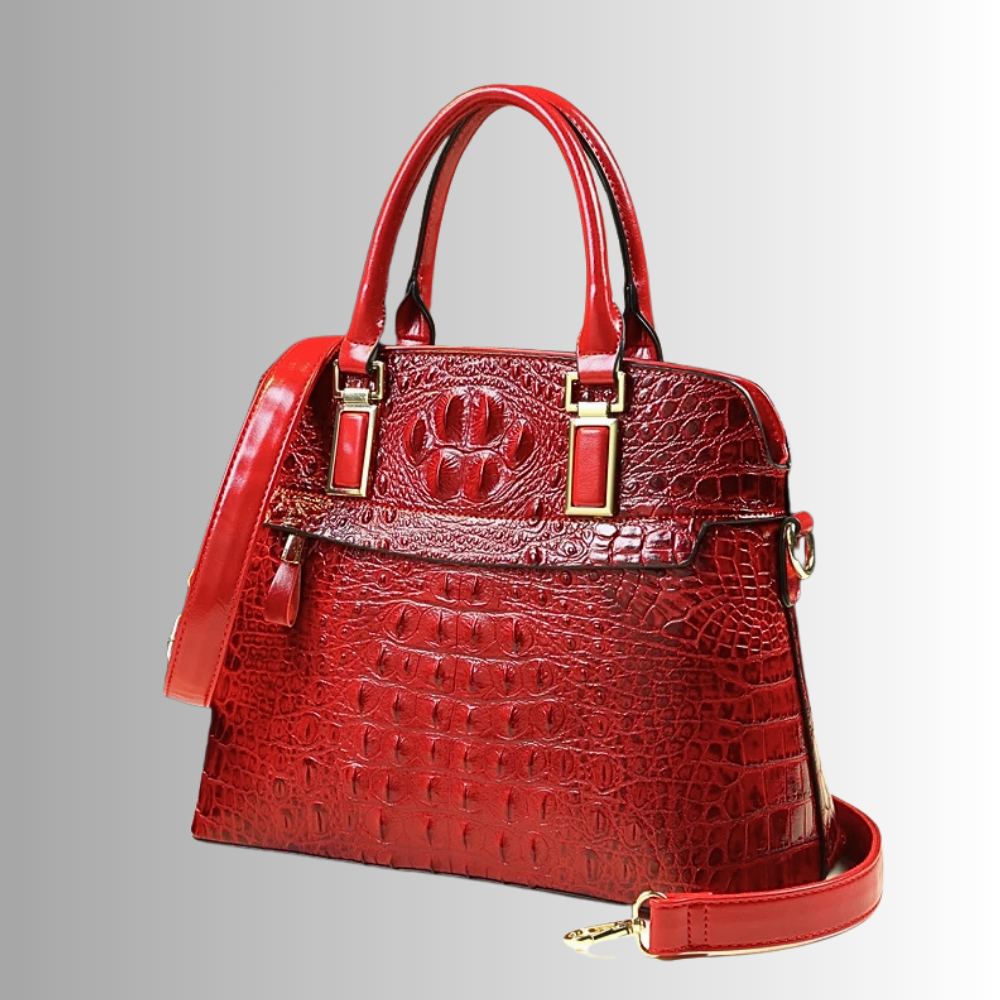 Borsa in Vera Pelle con Lavorazione Coccodrillo