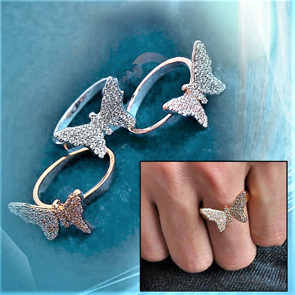 Anello a Farfallina con Moissanite D Color VVS1