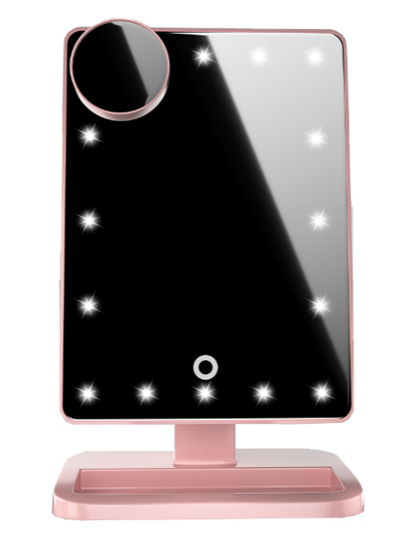 Espejo de maquillaje con pantalla táctil, luces LED y altavoz Bluetooth