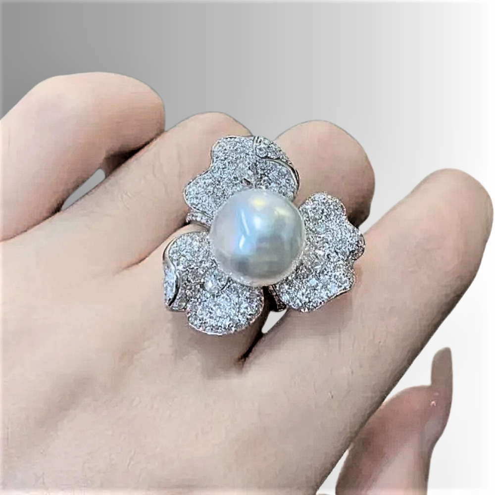 Anello con Perla Naturale Australiana da 10-11 mm