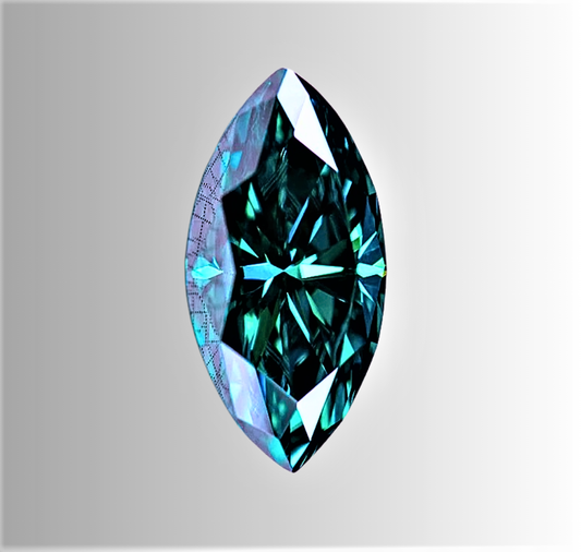 Moissanite Verde Smeraldo Taglio Marquise Certificata