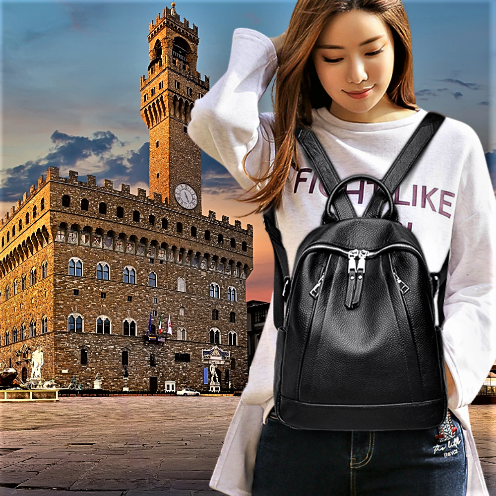 Mochila de piel de becerro negra Suavidad y elegancia