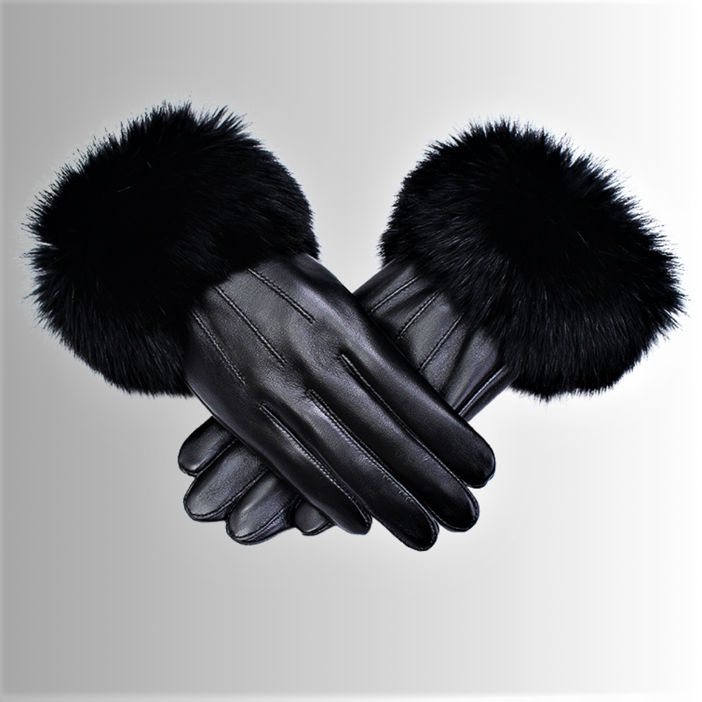 Guantes para pantalla táctil de piel de oveja y conejo