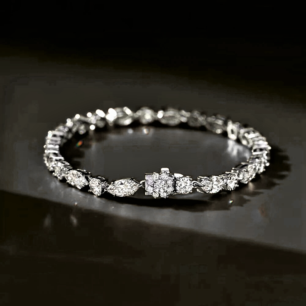 Bracciale Tennis con Moissanite Taglio Marquise e Taglio Brillante