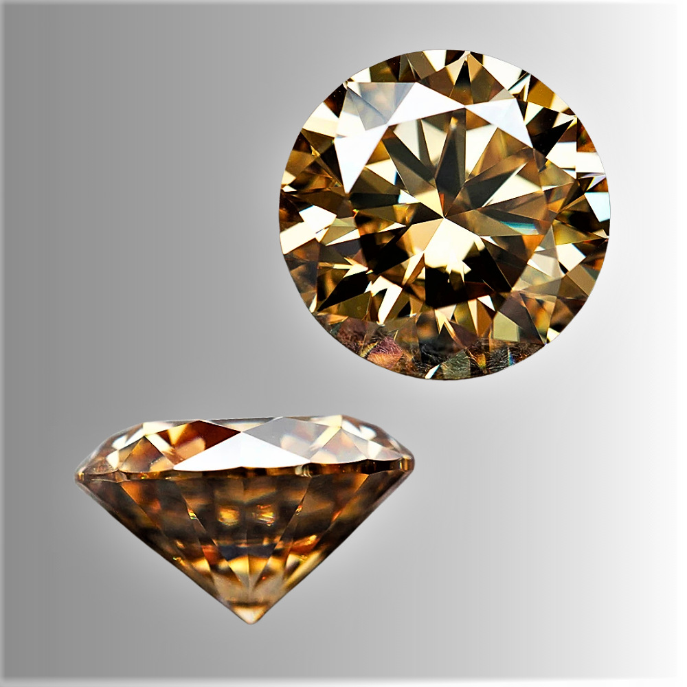Moissanite Champagne Taglio Brillante Certificata