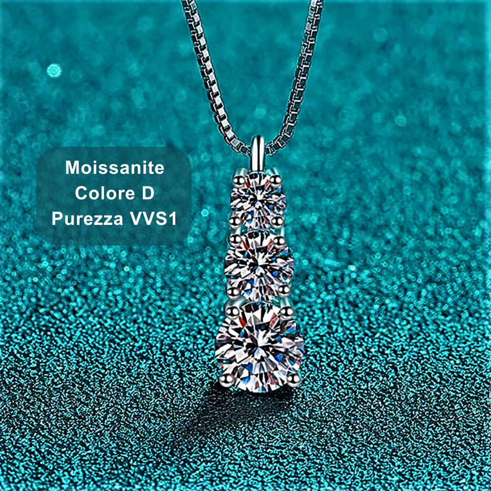 Collana Trilogy con Moissanite: L’Eleganza Essenziale