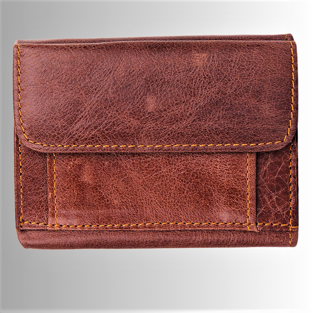 Cartera de piel de vacuno auténtica con tecnología RFID