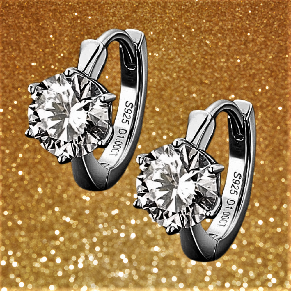 Orecchini a Solitario con Moissanite D Color per totale ct 2.00