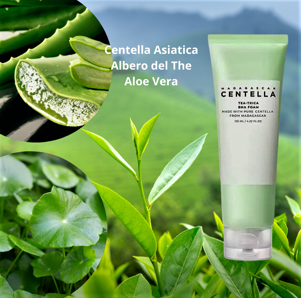 Schiuma Detergente alla Centella, albero del The e Aloe vera
