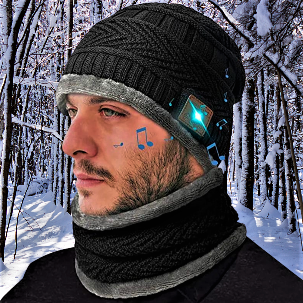 Cappello e Scaldacollo con Cuffie e Microfono Bluetooth 5.0 Calore e Tecnologia per le Tue Avventure Invernali