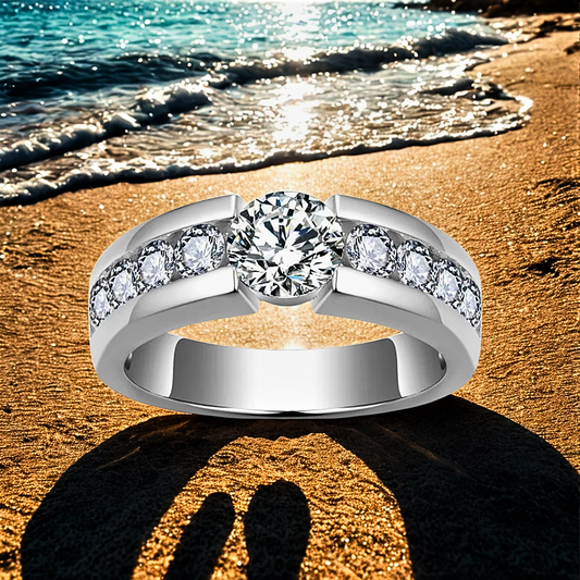 Fede con Moissanite per Ct 2.20 Certificata D Color