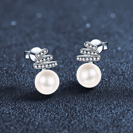 Orecchini a 3 Barrette con Moissaniti e Perle Naturali