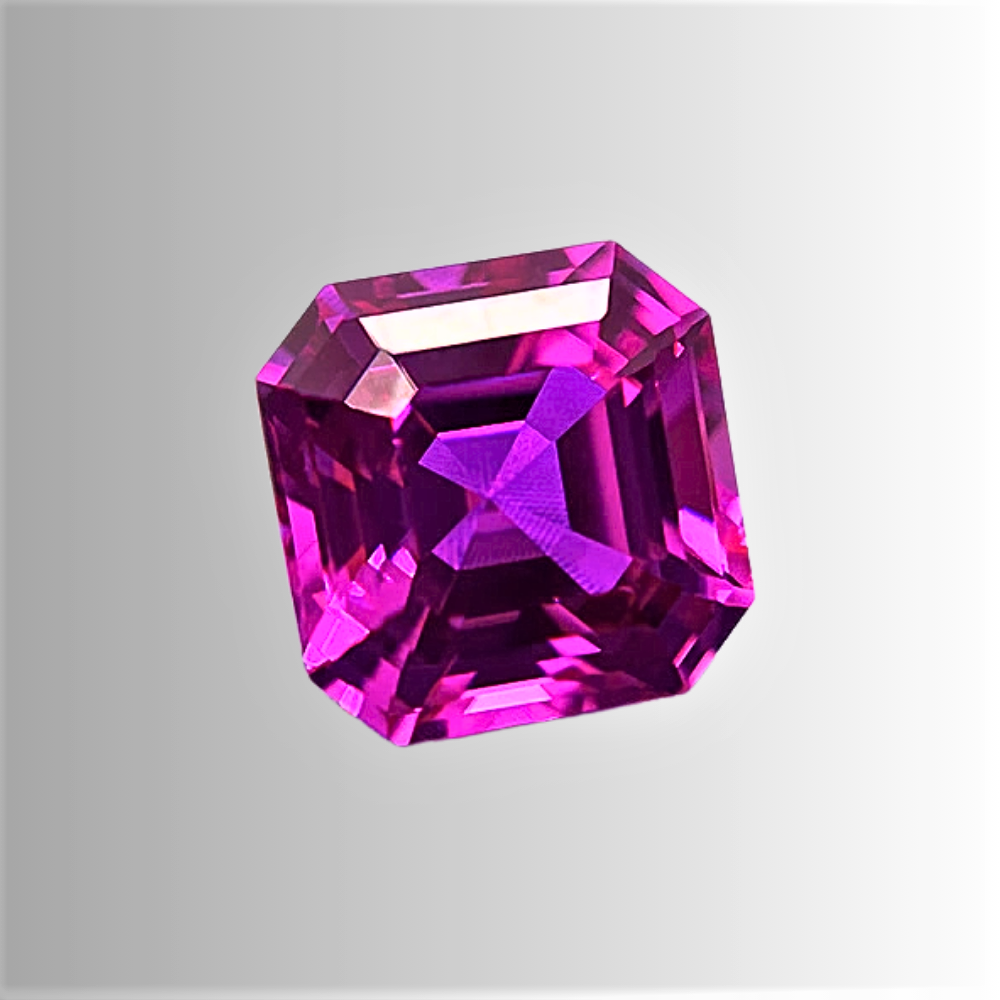 Zaffiro Rosa Intenso Lab Grown Taglio Asscher Certificato