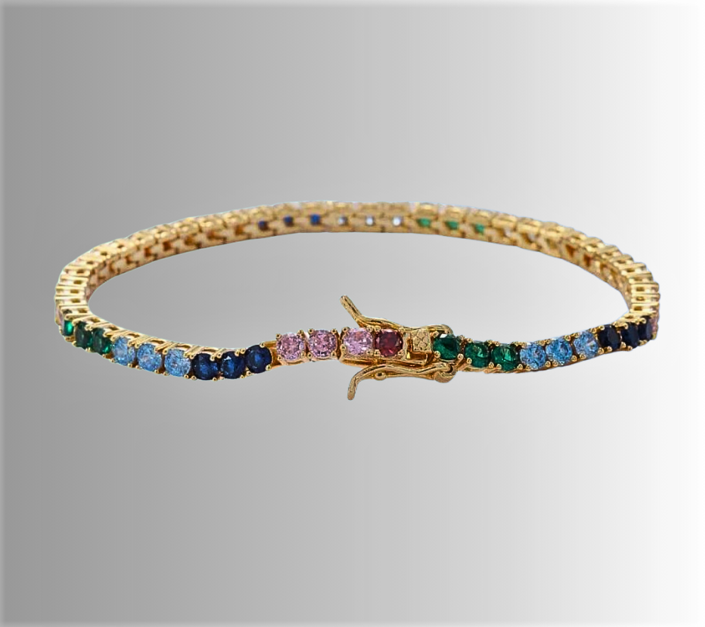 Pulseras de tenis multicolor: colores brillantes que iluminan