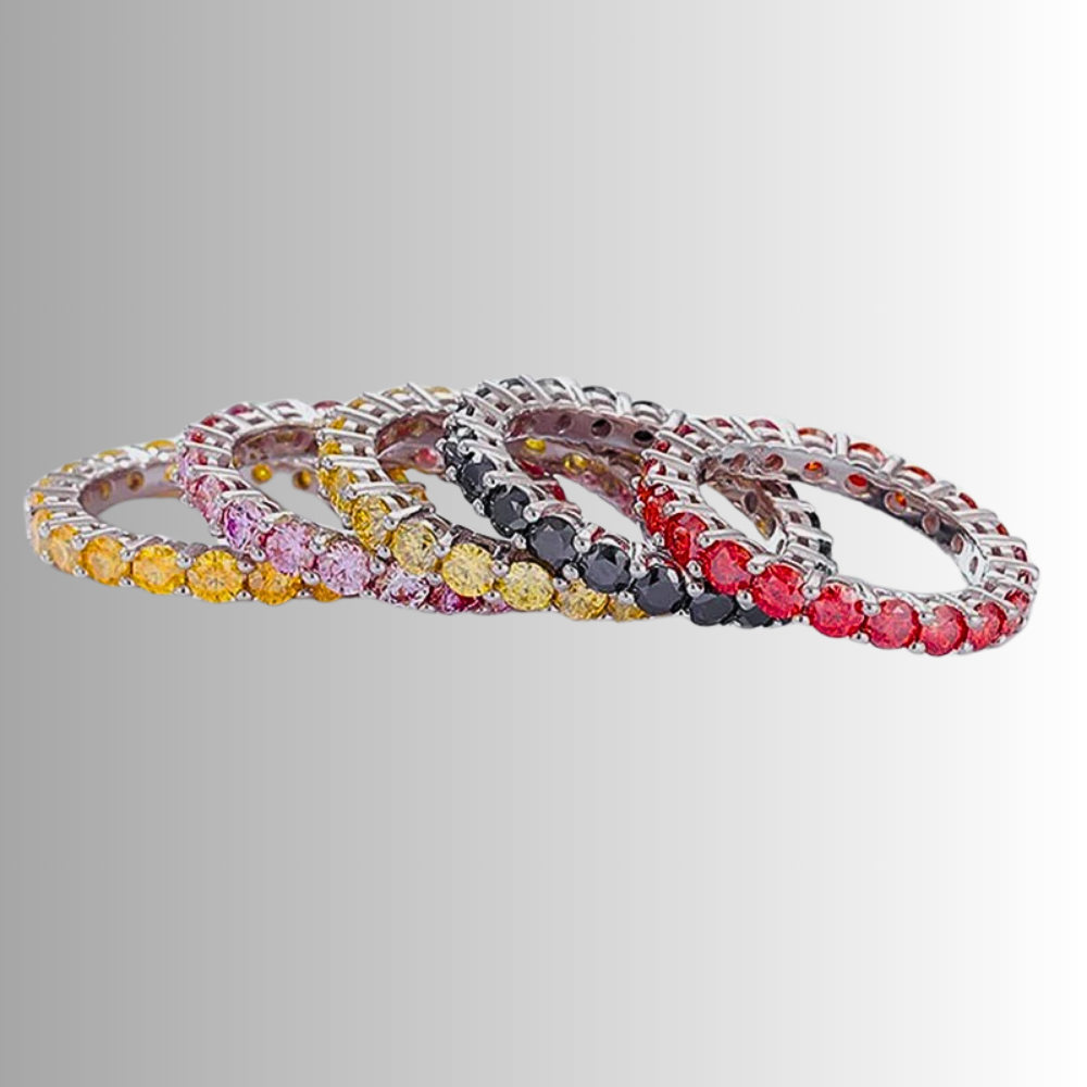 Eternity a 2 punte con Moissaniti VVS1 Colorate per Ct 2.20