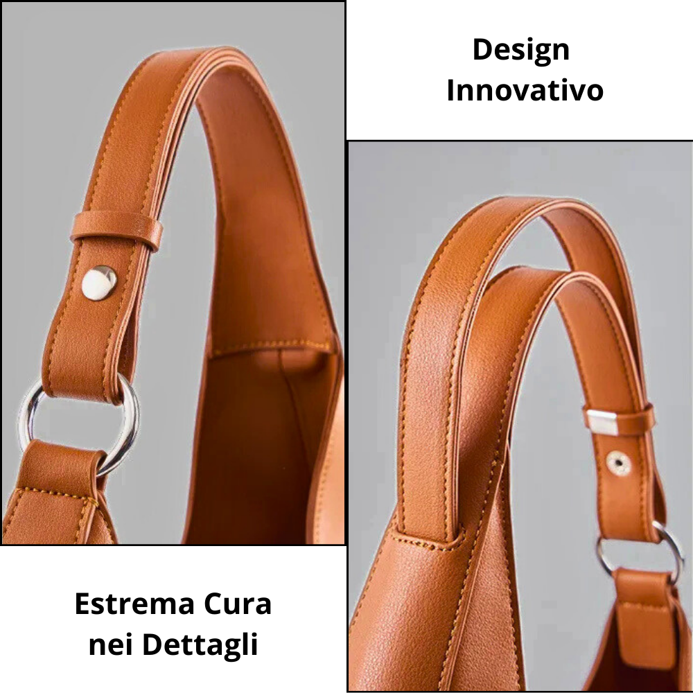 Borsa Hobo Allungata in Vera Pelle di Vitellino